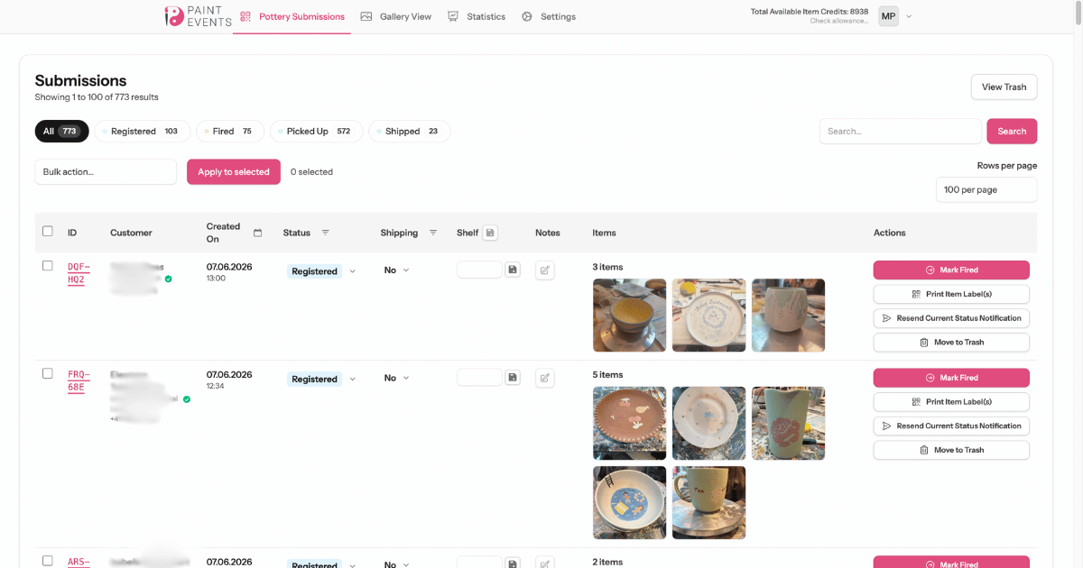 ClayTrack main dashboard